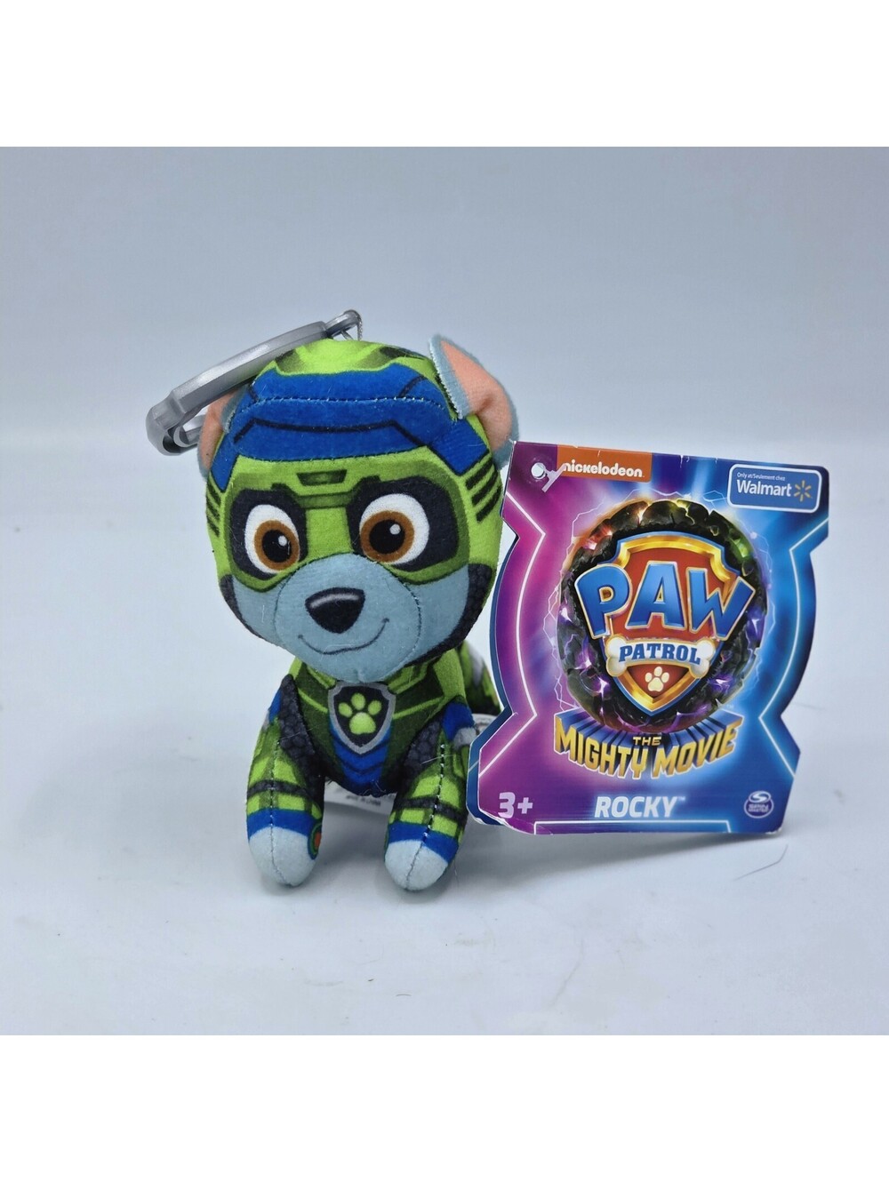 PAW Patrol The Mighty Movie Rocky 4” Plush Toy with Keychain Clip Kids 3+